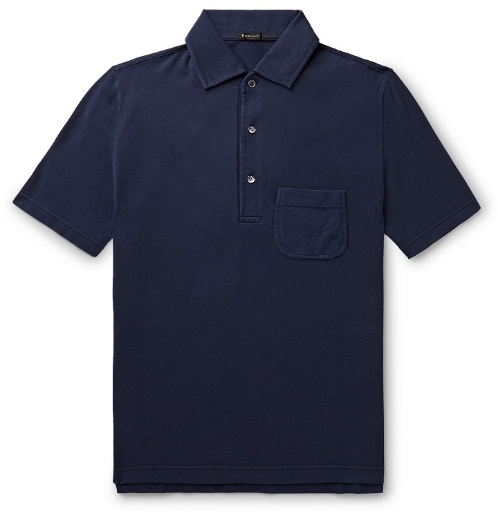 Photo: Rubinacci - Cotton-Piqué Polo Shirt - Blue