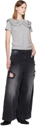 Comme des Garçons Girl Gray Ruffled Collar T-shirt
