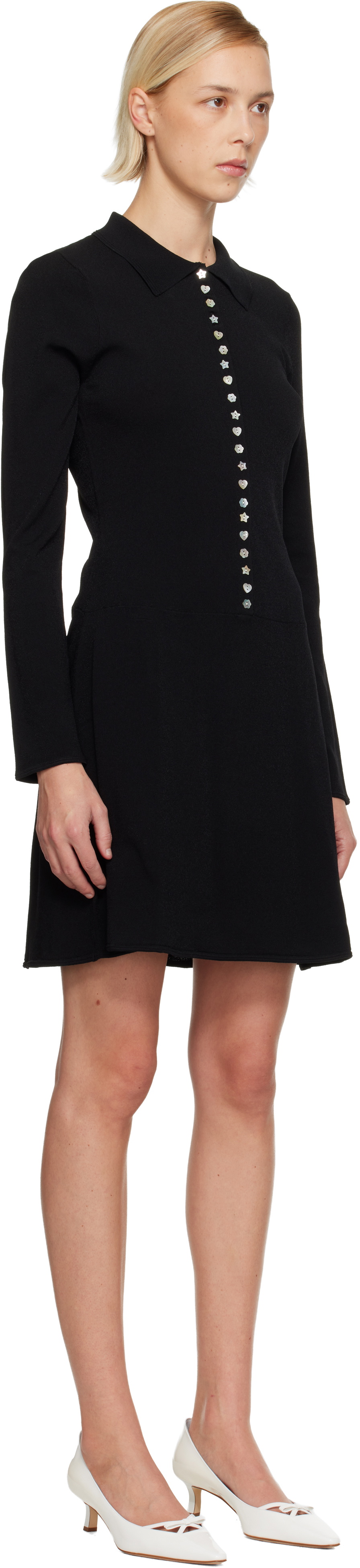 Sandy Liang Black Lori Midi Dress