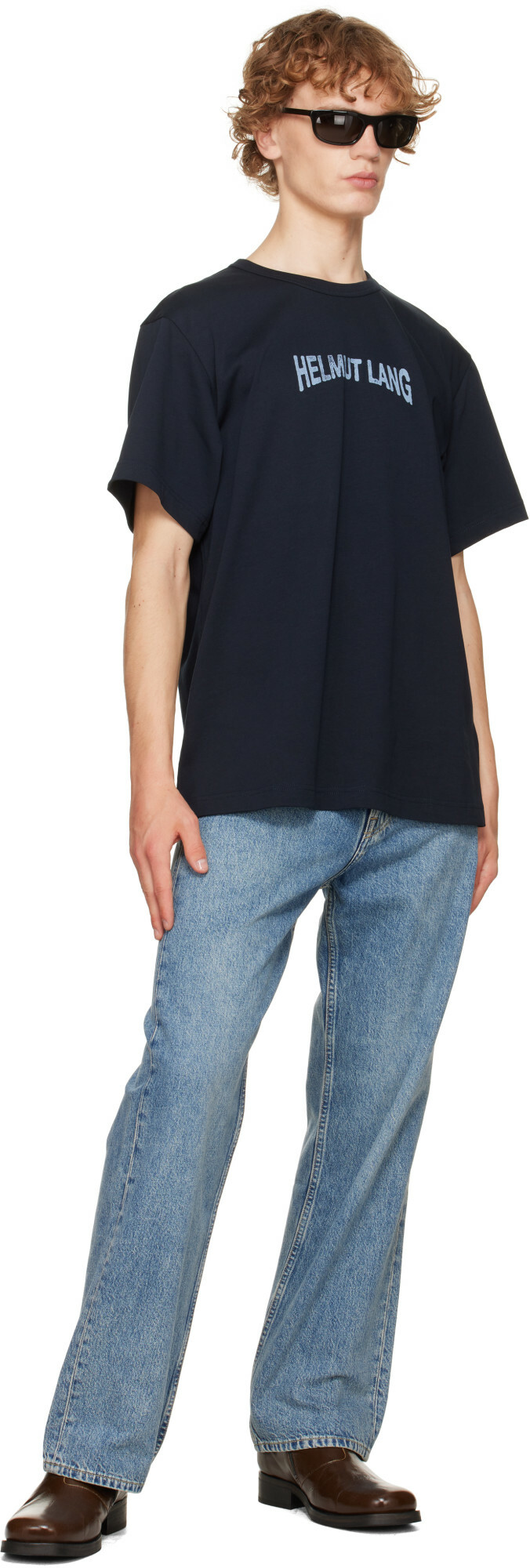 Helmut Lang Navy Ticket T-shirt