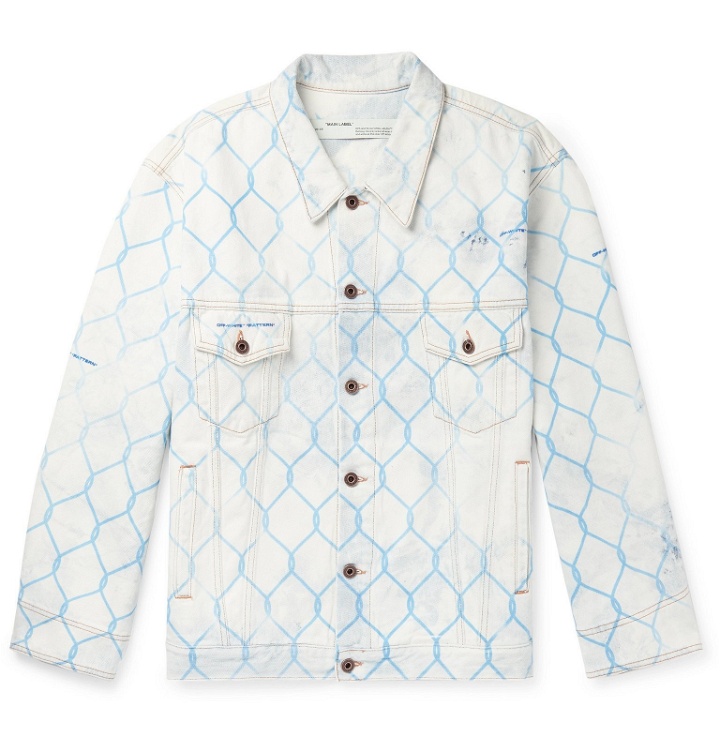Photo: Off-White - Oversized Printed Bleached Denim Jacket - White