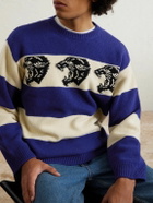 Valentino Garavani - Striped Jacquard-Knit Wool Sweater - Blue