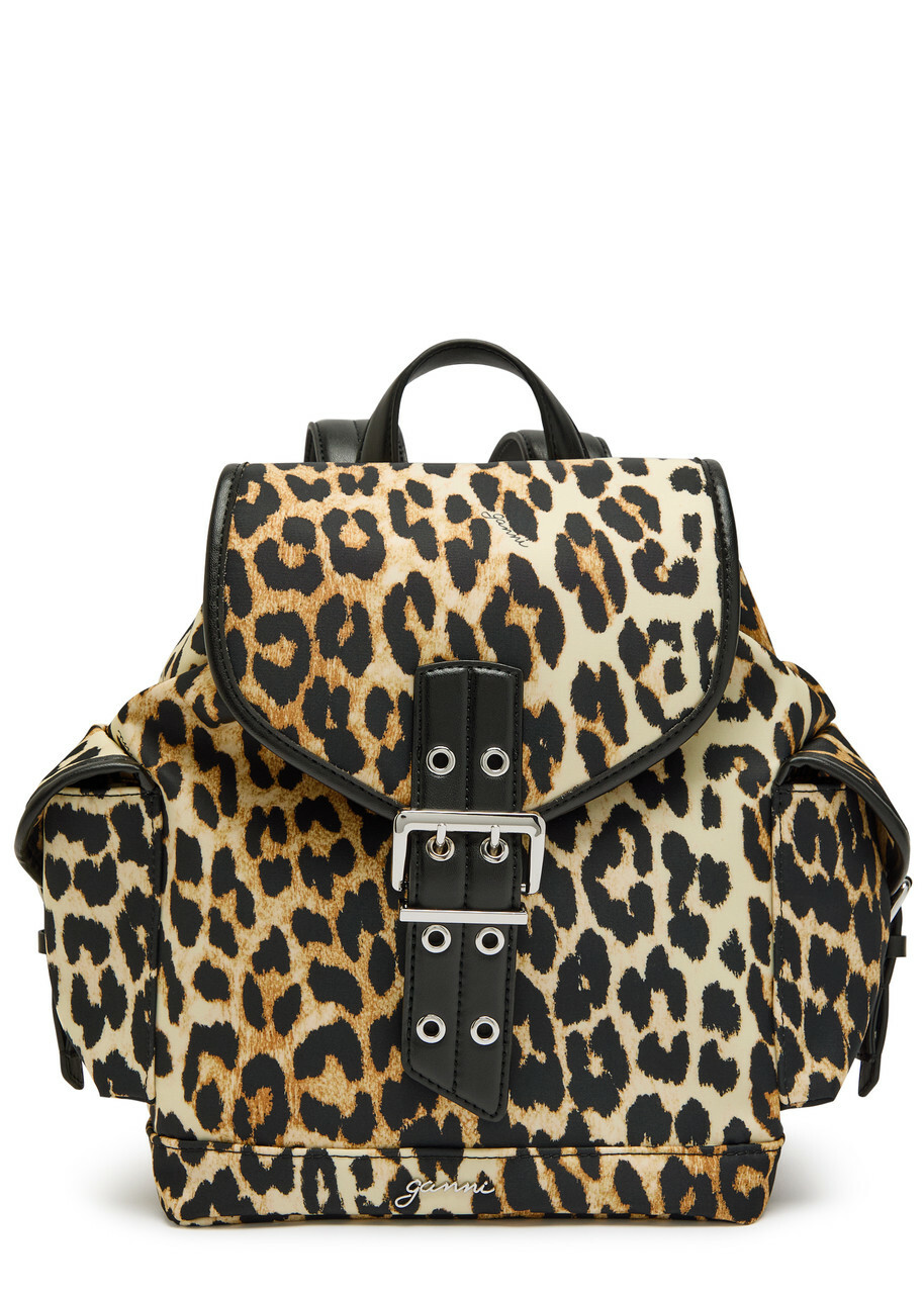 GANNI Women's Recycled Tech Backpack in Leopard GANNI