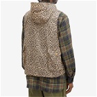 Engineered Garments Men's Field Vest in Khaki Nylon Leopard Print