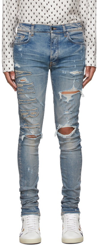 Photo: AMIRI Blue Logo Appliqué Jeans