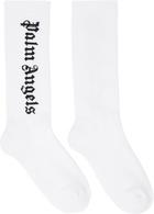 Palm Angels White Gothic Logo Socks