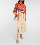 Johanna Ortiz Belted cotton-blend wrap skirt