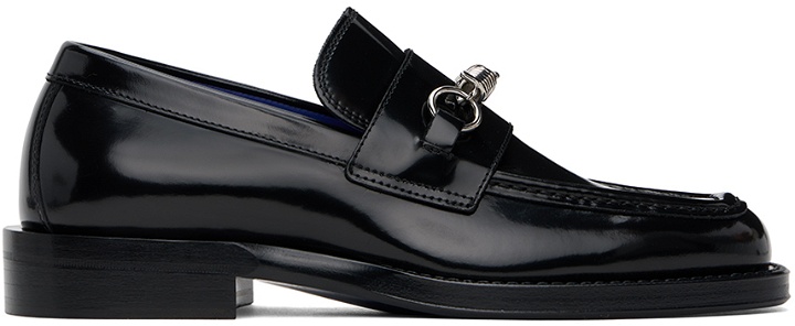 Photo: Burberry Black Leather Barbed Loafers