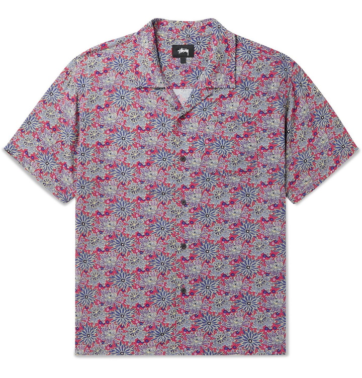 Photo: Stüssy - Camp-Collar Floral-Print Woven Shirt - Red