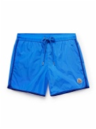 Moncler - Straight-Leg Mid-Length Logo-Appliquéd Swim Shorts - Blue