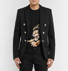 Balmain - Black Slim-Fit Double-Breasted Stretch-Jersey Blazer - Men - Black