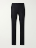 Canali - Tapered Wool-Blend Fresco Suit Trousers - Black
