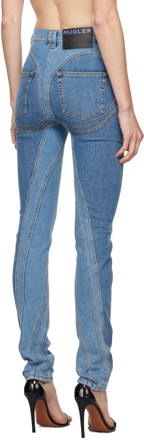 Mugler Blue Bi-Color Spiral Jeans Mugler