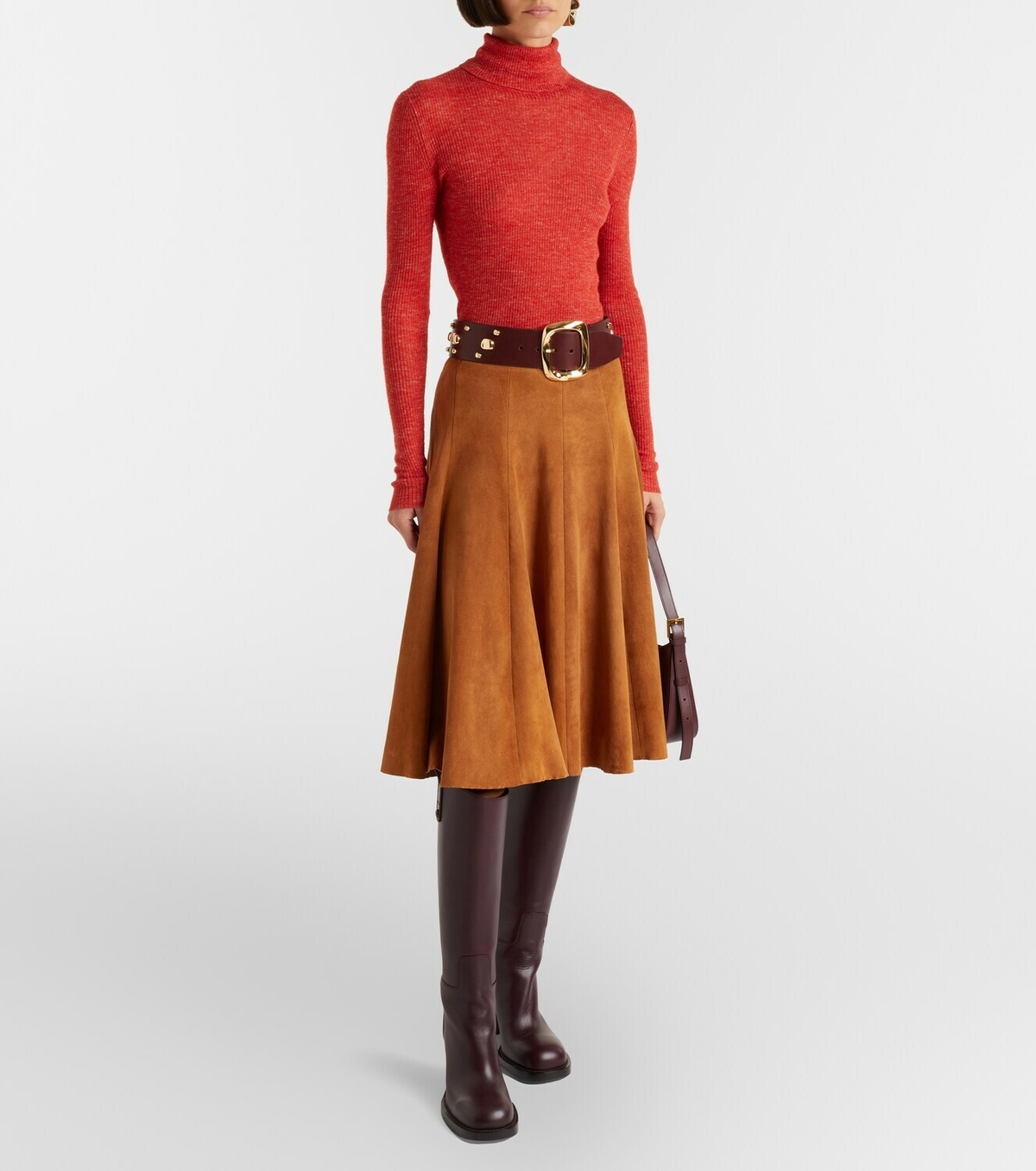 Stouls Sabrina suede midi skirt