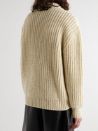 Raf Simons - Metallic Ribbed Wool and Mohair-Blend Sweater - Neutrals