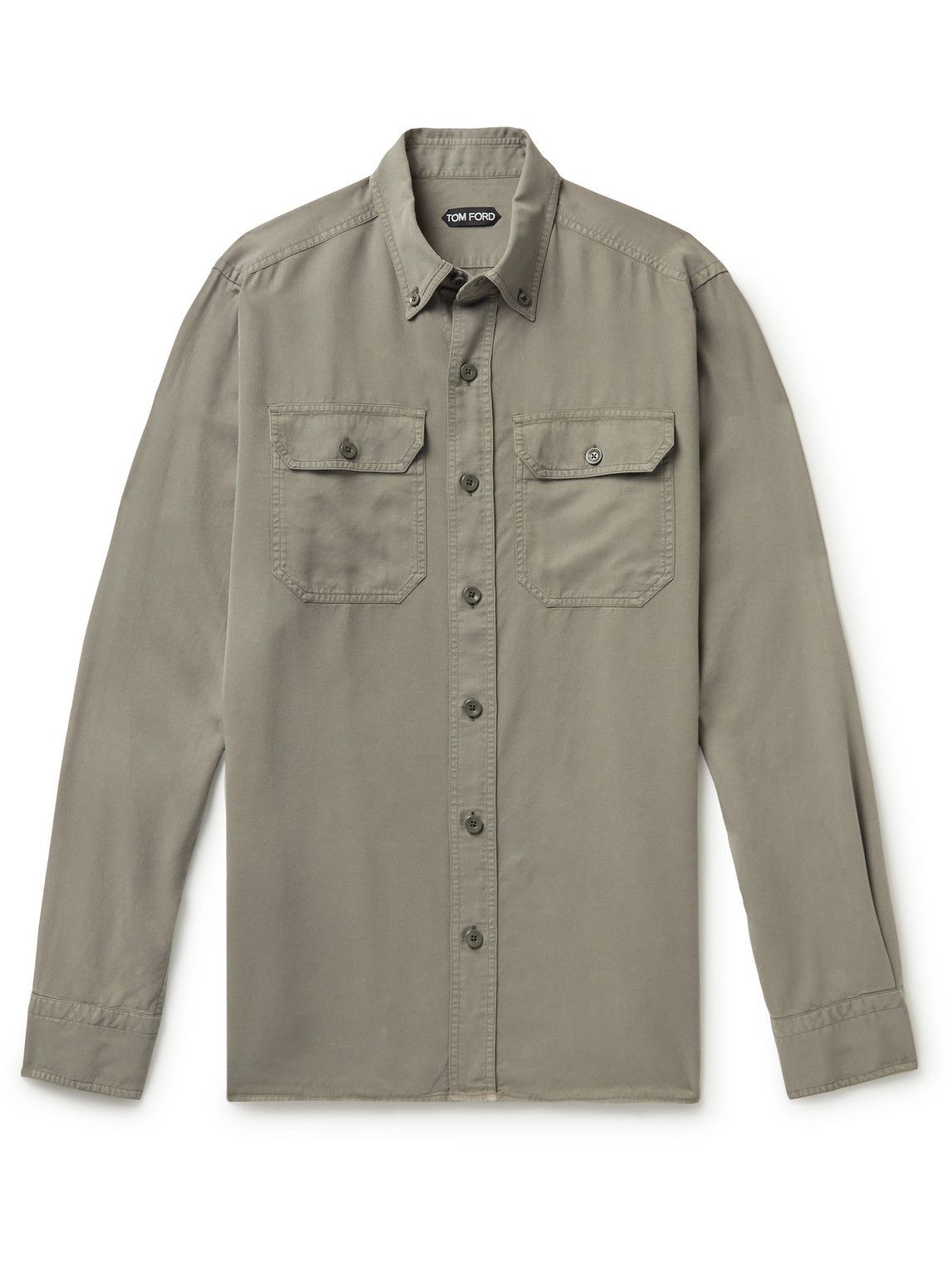 TOM FORD - Slim-Fit Button-Down Collar Garment-Dyed Lyocell-Twill Shirt ...