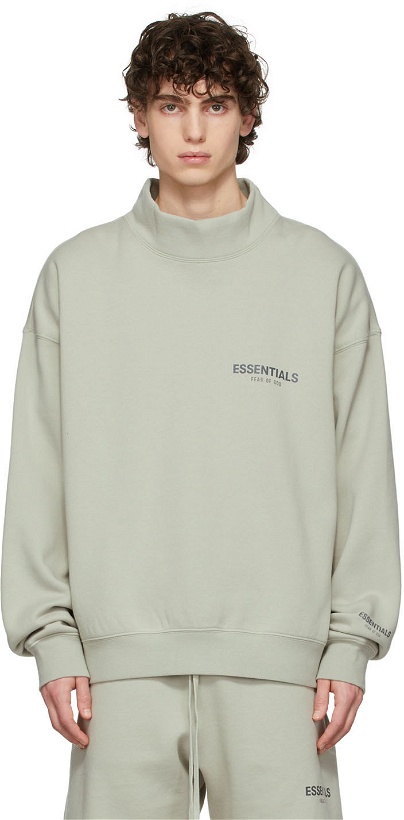 Photo: Essentials SSENSE Exclusive Green Mock Neck Sweatshirt