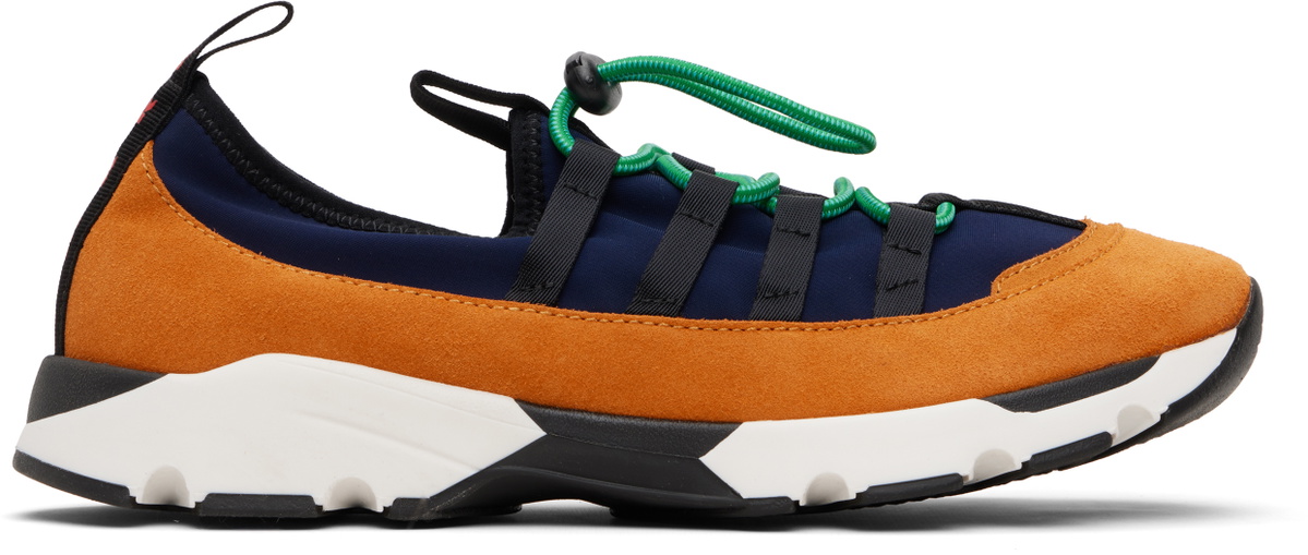 Marni Navy & Orange Lycra Lace-Up Running Sneakers