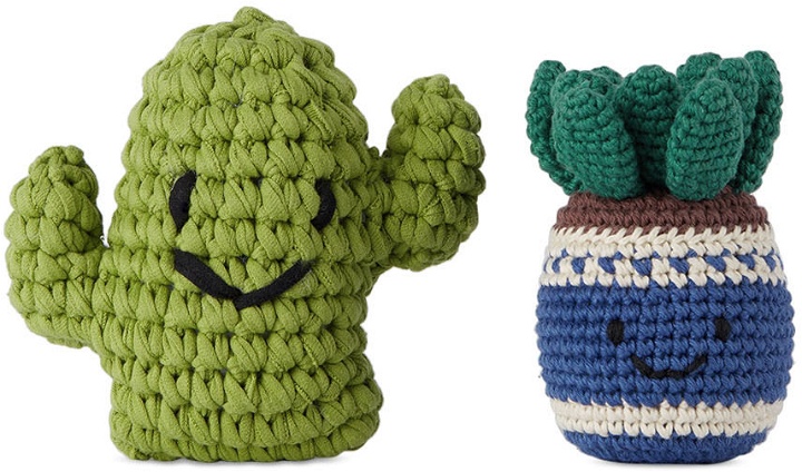 Photo: Ware of the Dog Green & Blue Cactus & Potted Plant Dog Toy Set
