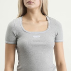 Marine Serre Women's Cute 70'S Square Neck T-Shirt in Grey