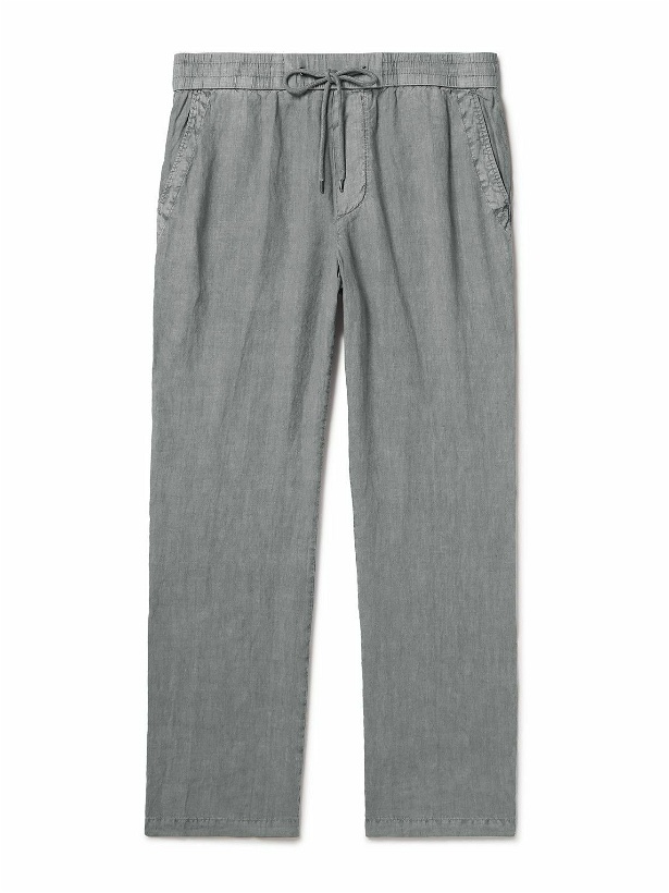 Photo: James Perse - Straight-Leg Garment-Dyed Linen Drawstring Trousers - Gray