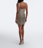 Là Fuori Gilded crystal-embellished minidress