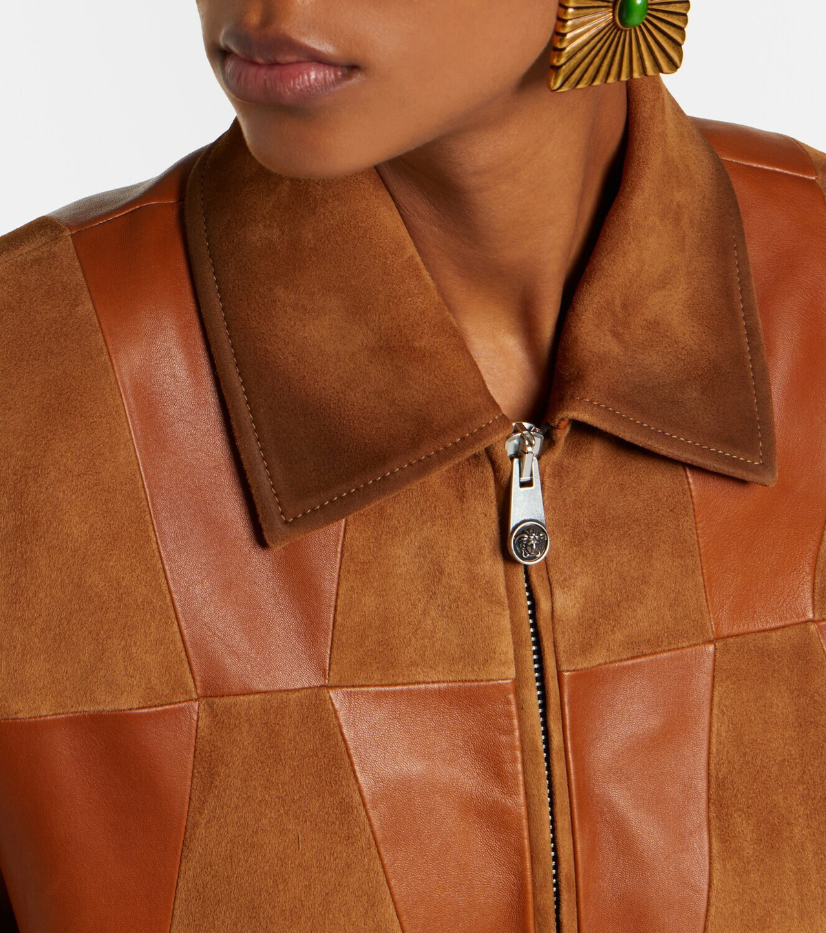 Versace Leather and suede blouson jacket