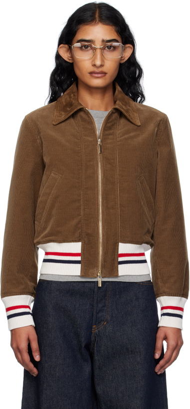 Photo: Thom Browne Brown Wale Corduroy Cropped Down Flight Jacket