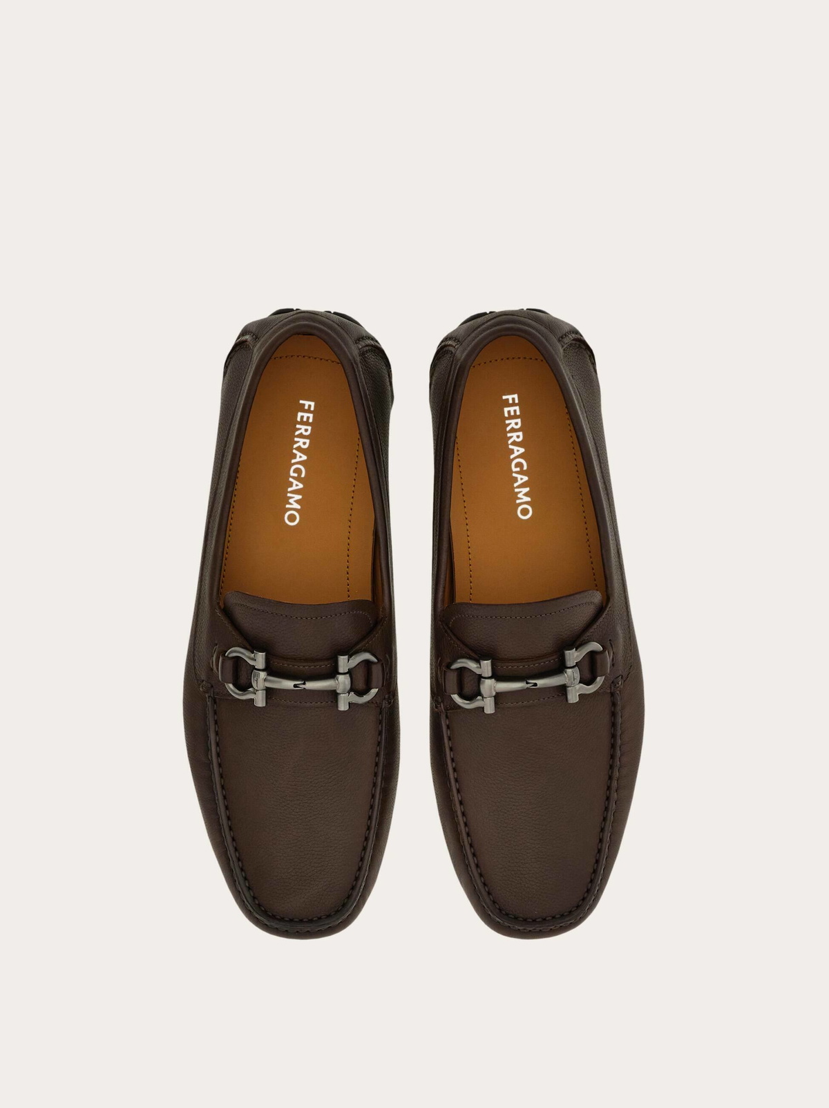 Ferragamo Mens Gancini ornament driver in Brown