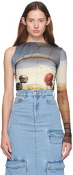 GCDS Multicolor Creatures One-Shoulder T-Shirt
