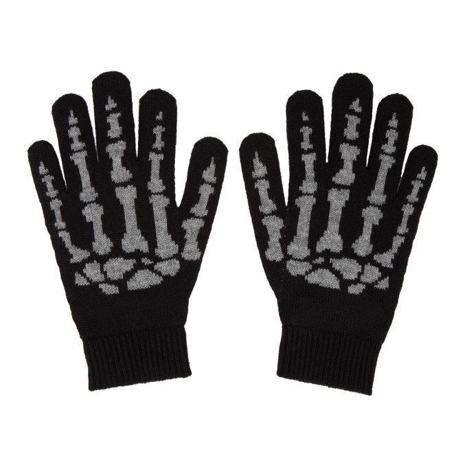 Photo: Saint Laurent Black Cashmere Skeleton Gloves