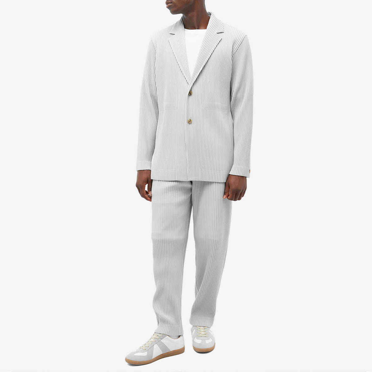 Homme Plissé Issey Miyake Men's Pleated Single Breasted Jacket in