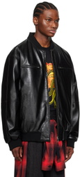 LU'U DAN Black Reversible Faux-Leather Bomber Jacket