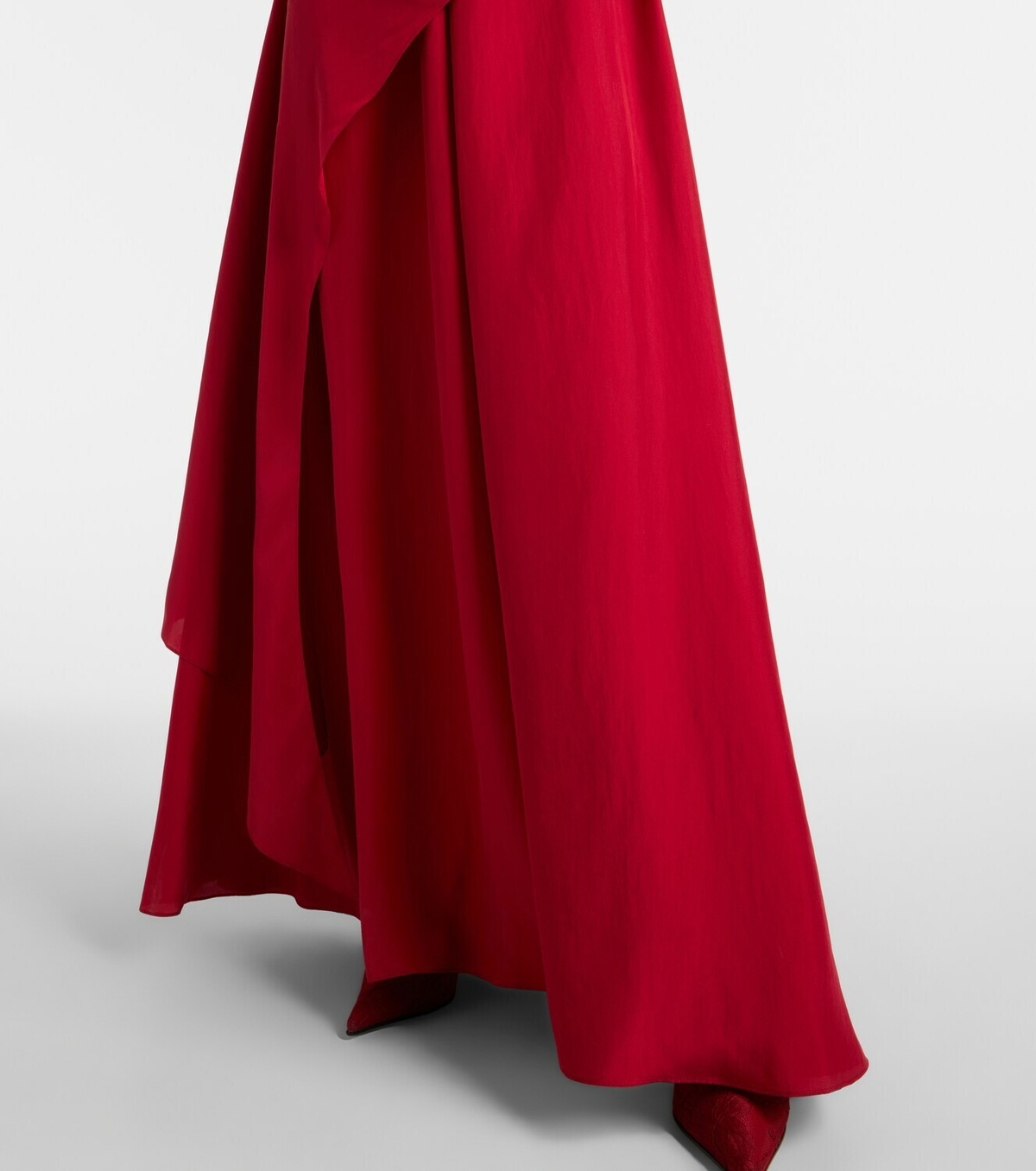 McQueen Draped floral-appliqué silk gown