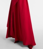 McQueen Draped floral-appliqué silk gown