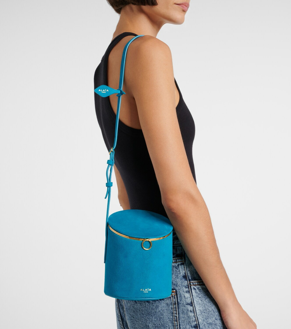 Alaïa La Canette Small suede bucket bag
