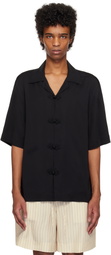 Róhe Black Knotted Button Short Sleeve Shirt
