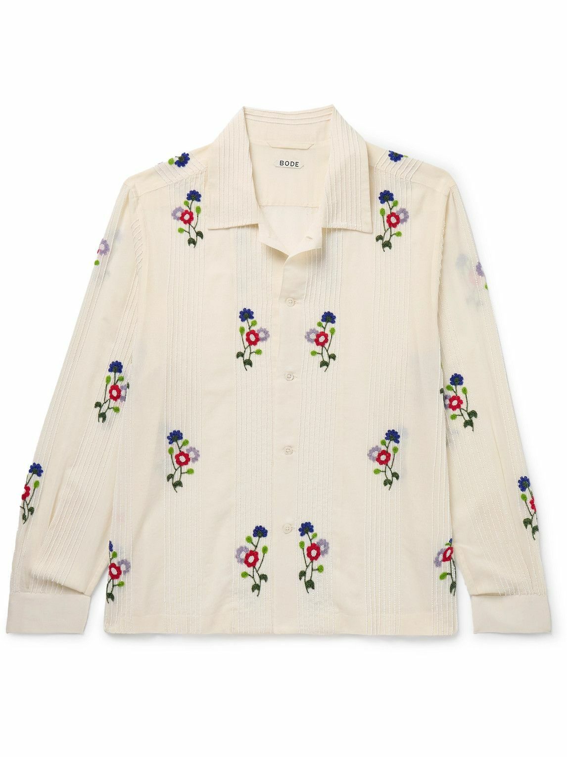 BODE - Bead-Embellished Cotton-Voile Shirt - Neutrals Bode