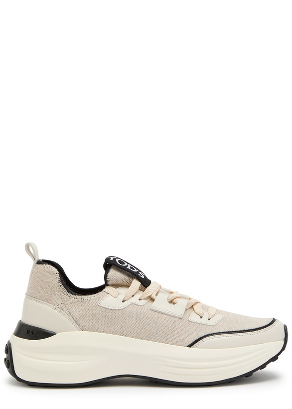 Photo: Tods Sportiva 81L Panelled Knit Sneakers Black And White