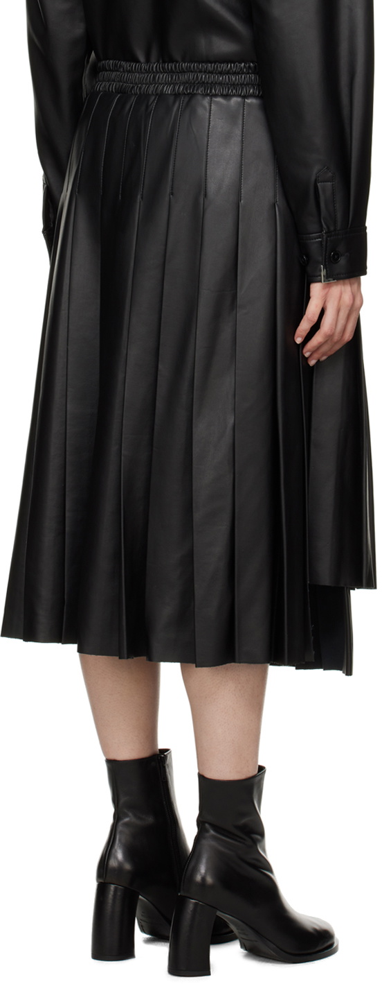 Han Kjobenhavn Black Pleated Faux-Leather Midi Skirt