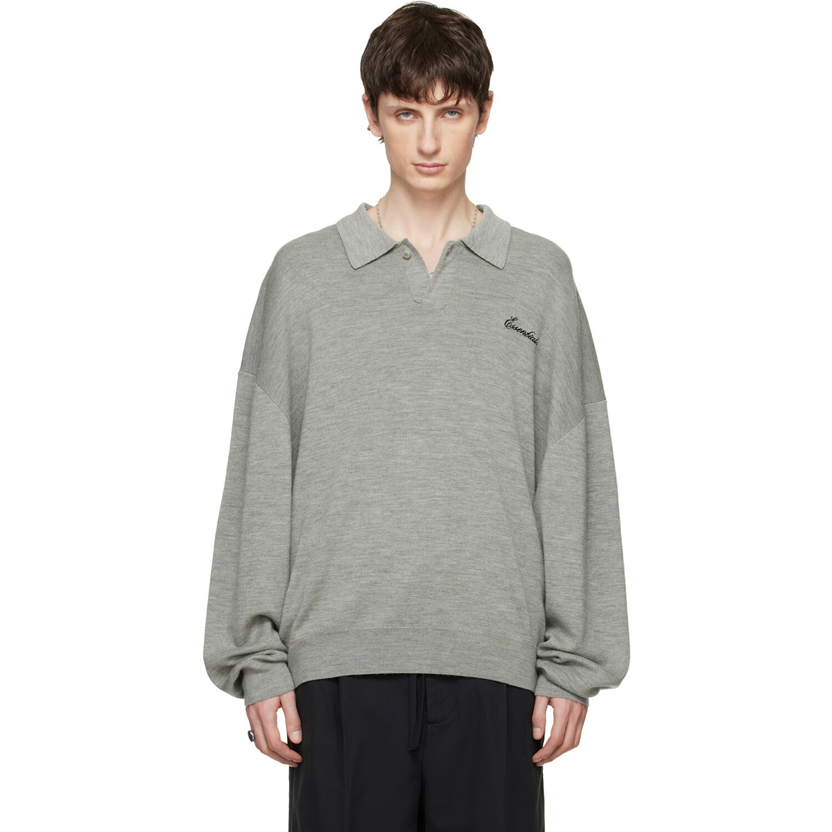 Fear of God ESSENTIALS Gray Signature 90s Knit Polo