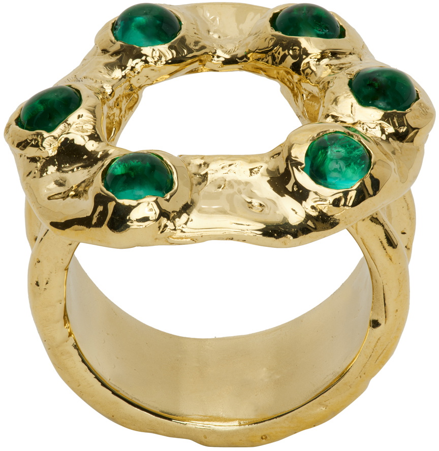 Mondo Mondo Gold & Green Halo Ring Mondo Mondo