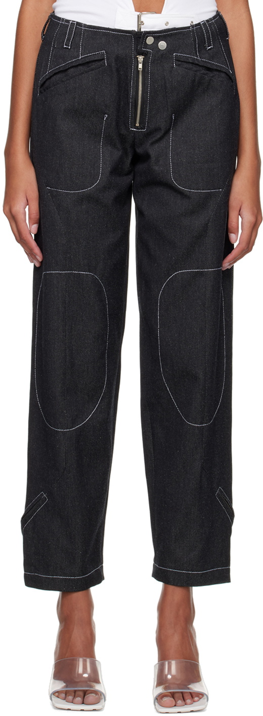 Vejas Maksimas Black Contrast Stitching Jeans