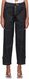 Vejas Maksimas Black Contrast Stitching Jeans
