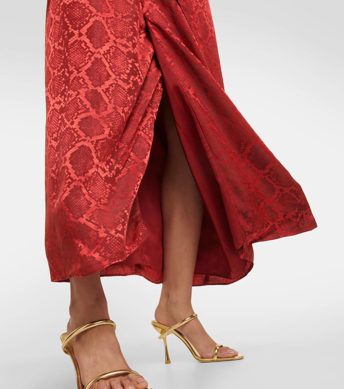 knee length dresses for ladies Cascade Halterneck Maxi Dress - Carmine Rose