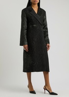 Stine Goya Panelled Metallic Cloque Coat Black