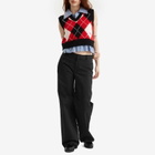 Charles Jeffrey Loverboy Women's Smart Cropped Vest in Red Argyl