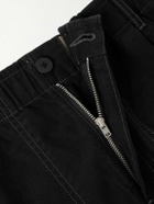 Folk - Assembly Straight-Leg Pleated Cotton-Blend Trousers - Black