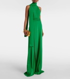 Elie Saab Open-back crêpe jumpsuit
