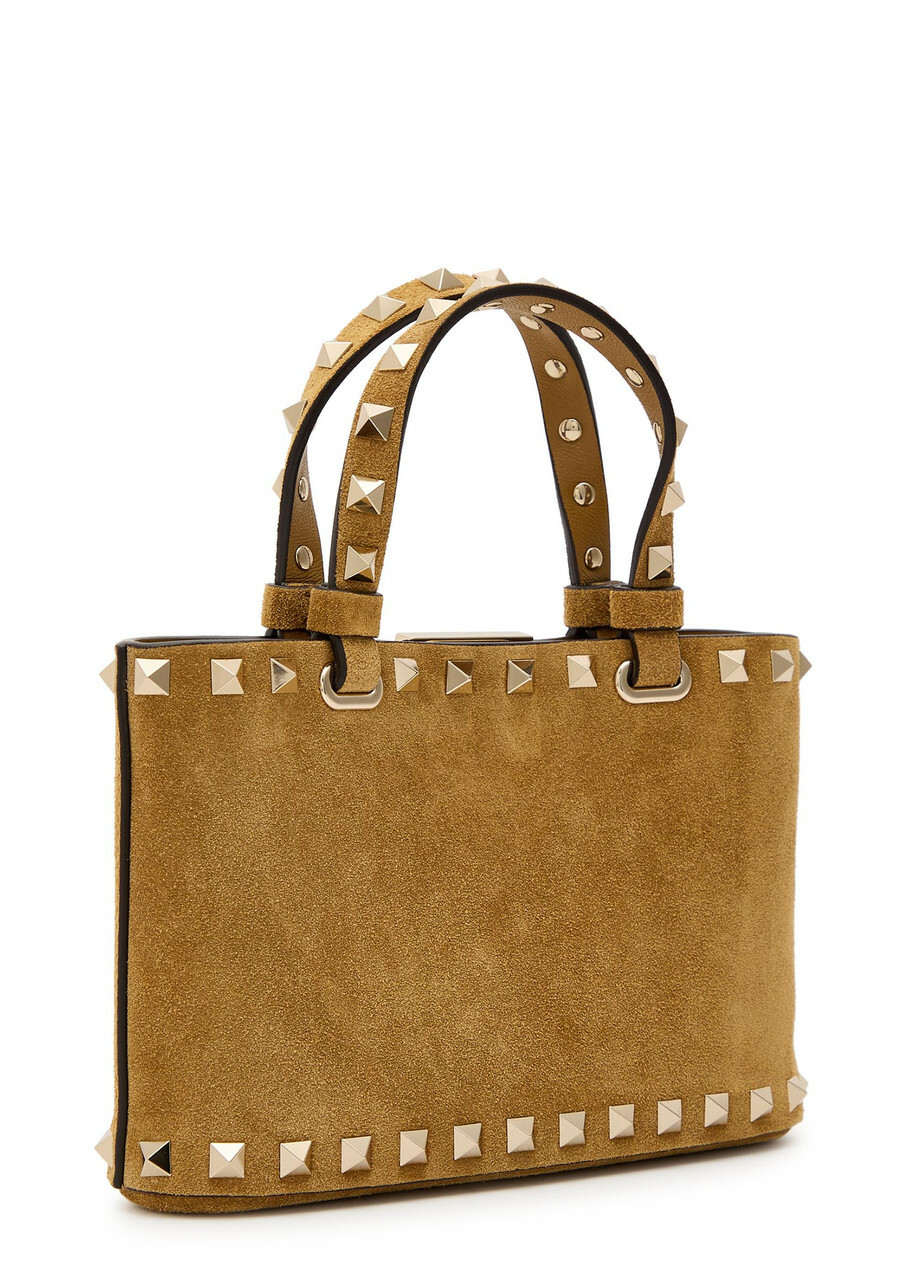 Valentino Rockstud Mini Suede Tote bag - Beige - One Size